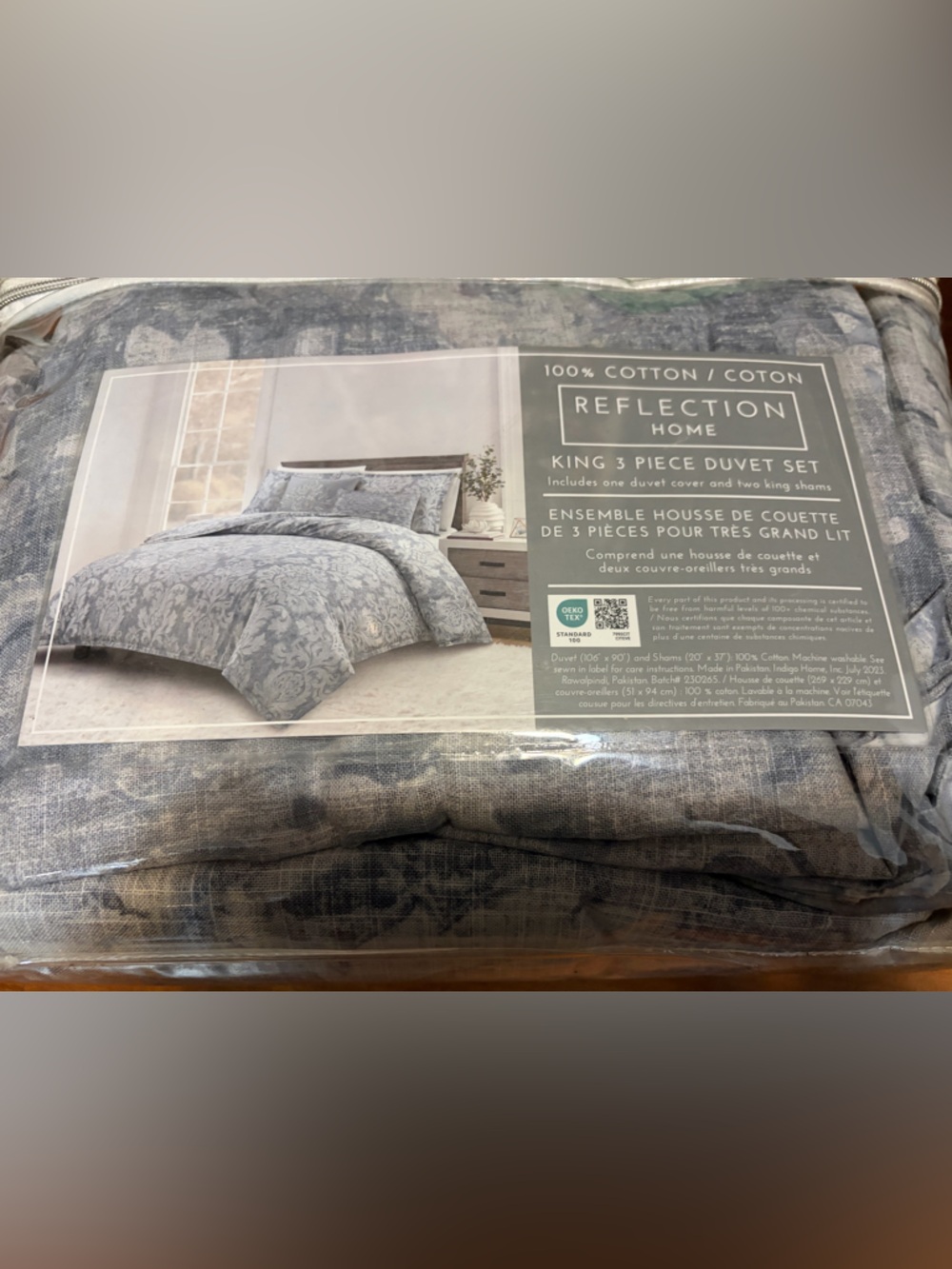 Reflection Home Blue-Gray King Size Duvet Cover